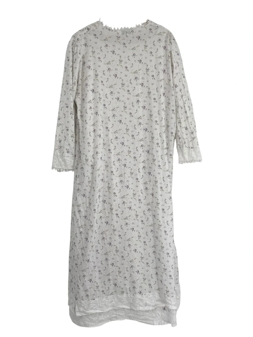 The 1 for U You Rosalind Long Cotton Robe /Gown Set Lilac Rose Lace Size XL/XXL